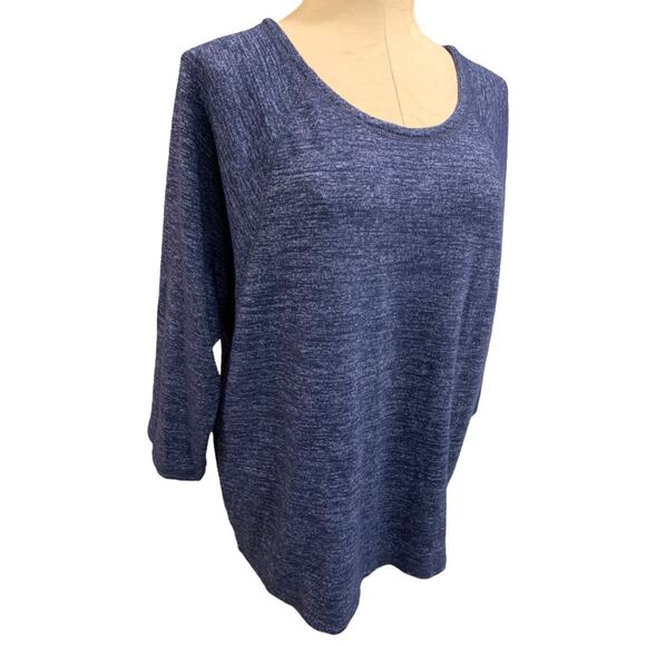 XL T by Talbots Womens Navy Blue Casual Marled Knit Sweater - Picture 1 of 7